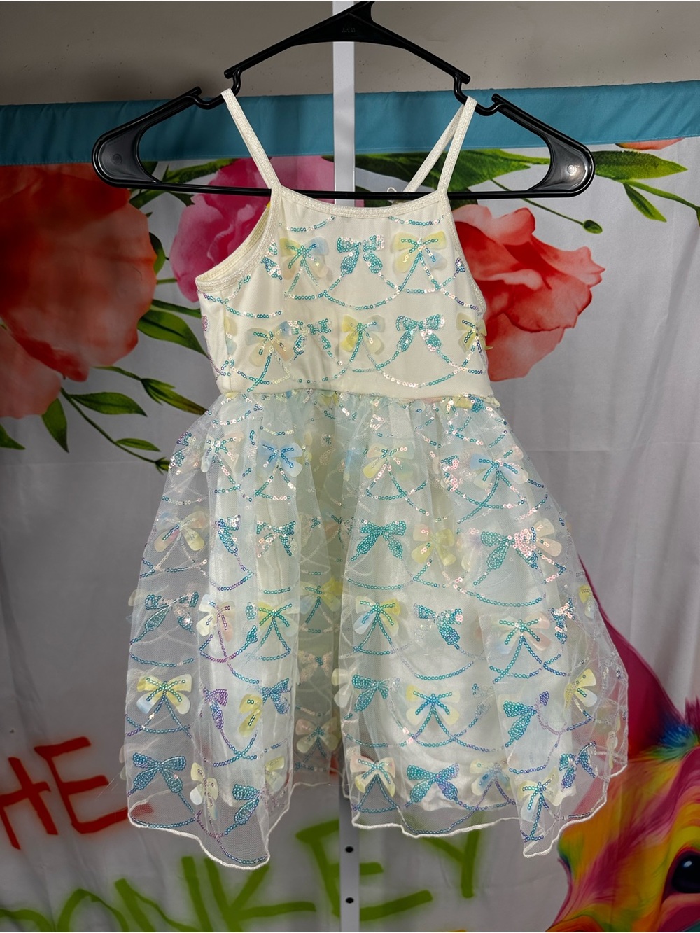 1. Zunie-yellow Iridescent Sequin Bow Dress